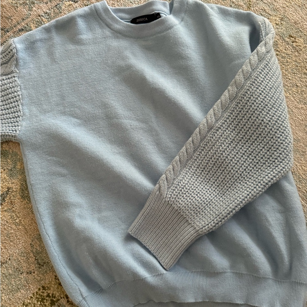 Light Blue Cable Knit Sweater